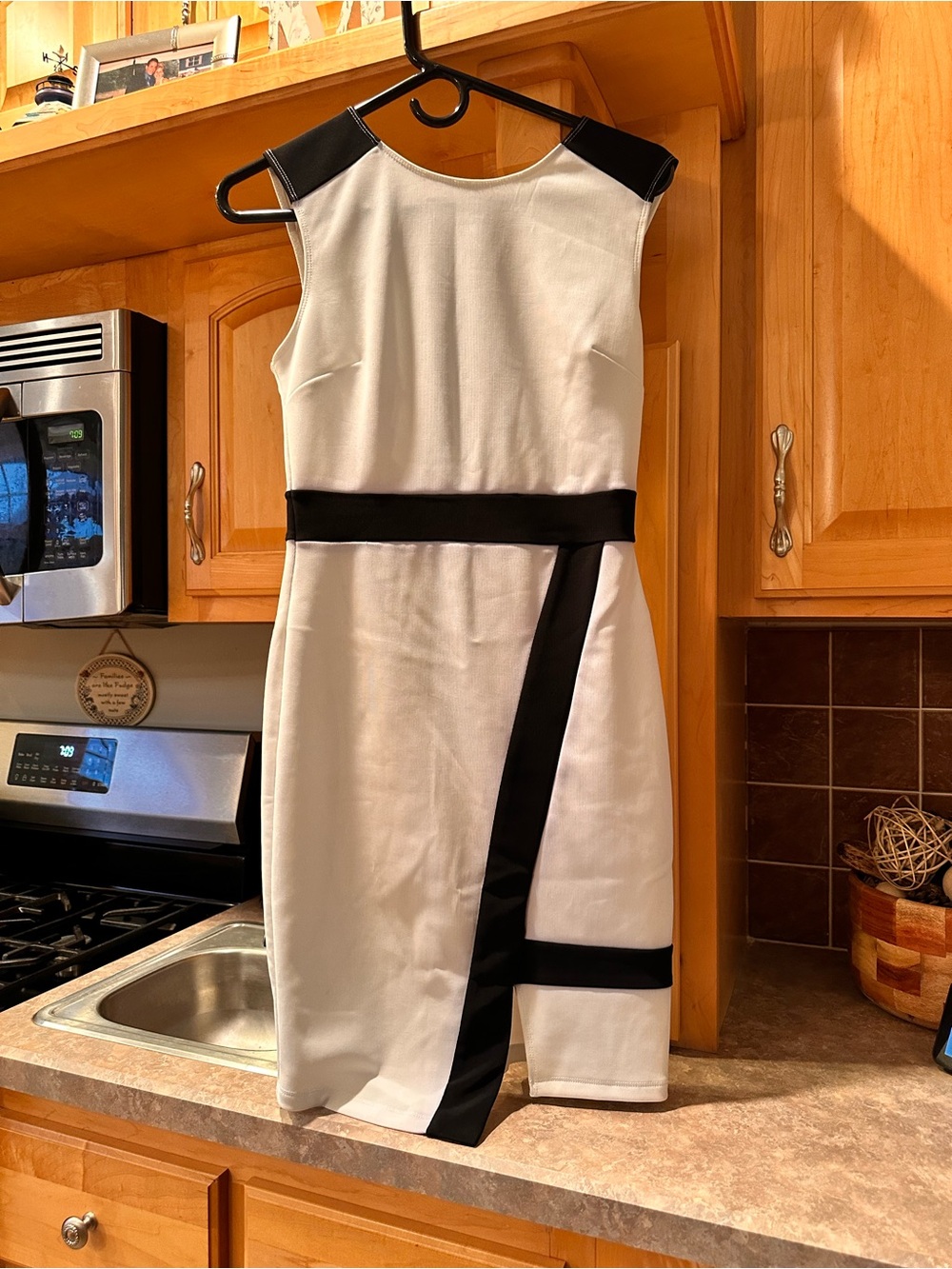 Ruby Rox White Sheath Dress with Black Trim
